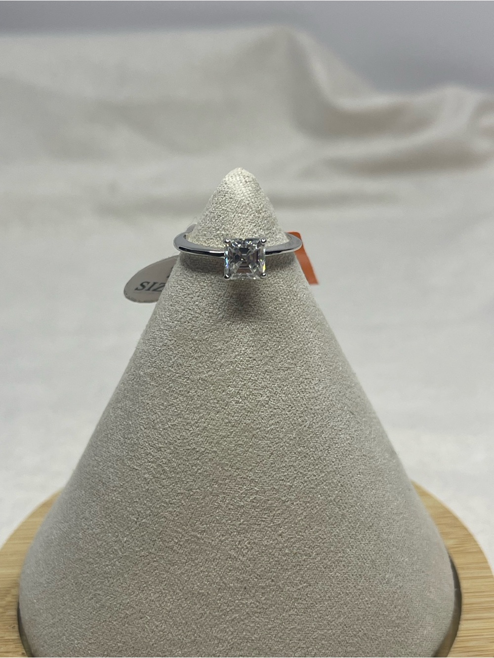 Classic Solitaire Square-Cut Ring in Silver - White